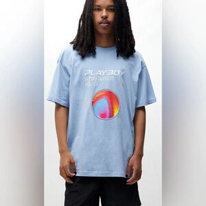 Playboy By PacSun Rewind T-Shirt Blue Size Large
